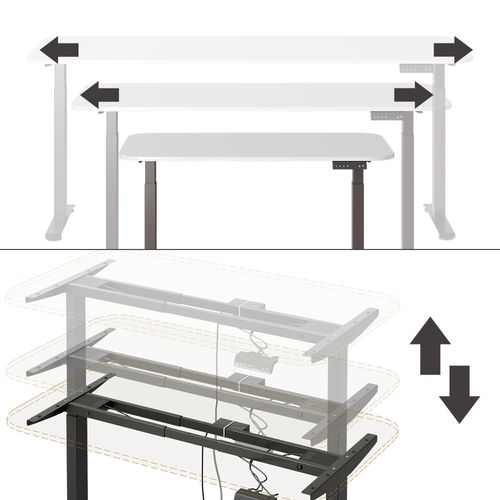 Bureau Elevate 58661 Noir/blanc 140x80cm 2 Moteurs