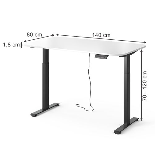 Bureau Elevate 58661 Noir/blanc 140x80cm 2 Moteurs
