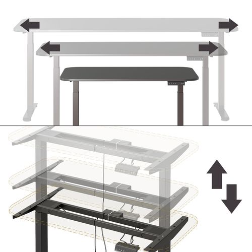 Bureau Elevate 58662 Noir/anthracite 120x60cm 2 Moteurs