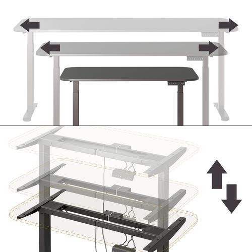 Bureau Elevate 58663 Noir/anthracite 120x70cm 2 Moteurs