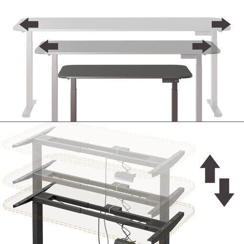 Bureau Elevate 58664 Noir/anthracite 140x80cm 2 Moteurs