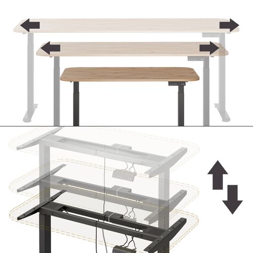 Bureau Elevate 58666 Noir/artisan 120x70cm 2 Moteurs