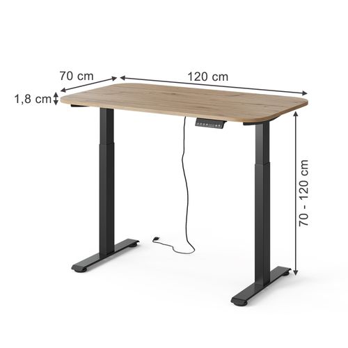 Bureau Elevate 58666 Noir/artisan 120x70cm 2 Moteurs