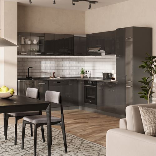 Meuble De Cuisine Dangle Pour Combles R-line 59088 Anthracite Haute Brillance 75.6cm Avec 1 Porte