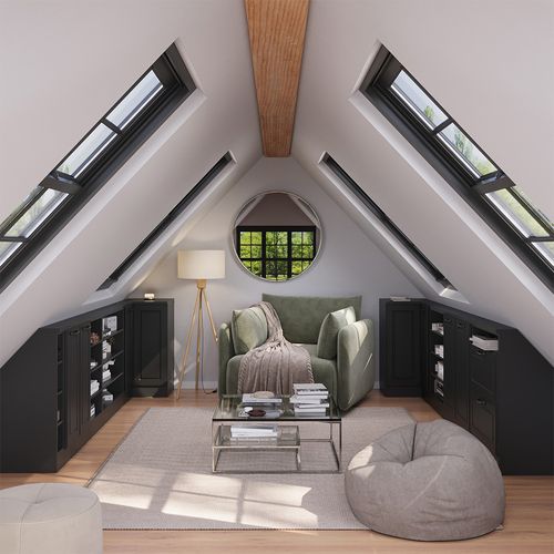 Meuble De Cuisine Dangle Pour Combles R-line 59089 Anthracite Campagne 75.6cm Avec 1 Porte