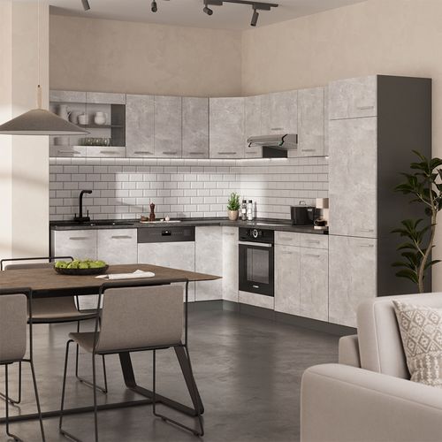 Meuble De Cuisine Dangle Pour Combles R-line 59091 Béton 75.6cm Avec 1 Porte