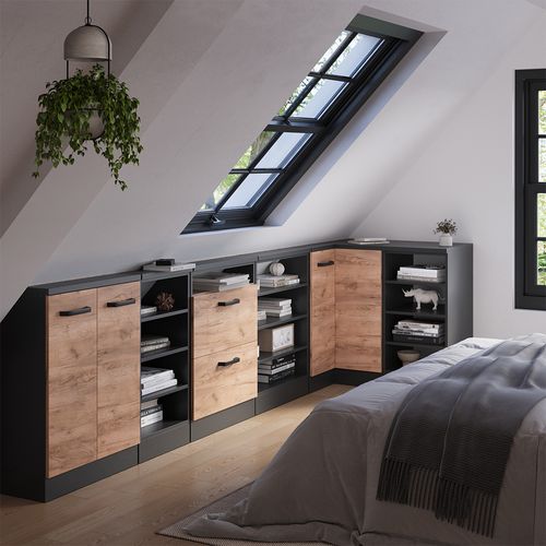 Meuble De Cuisine Dangle Pour Combles R-line 59093 Chêne De Force Doré 75.6cm Avec 1 Porte