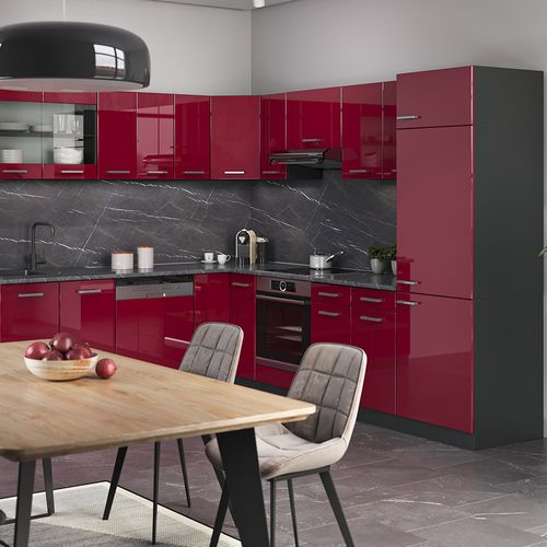 Meuble De Cuisine Dangle Pour Combles R-line 59094 Rouge Brillant 75.6cm Avec 1 Porte