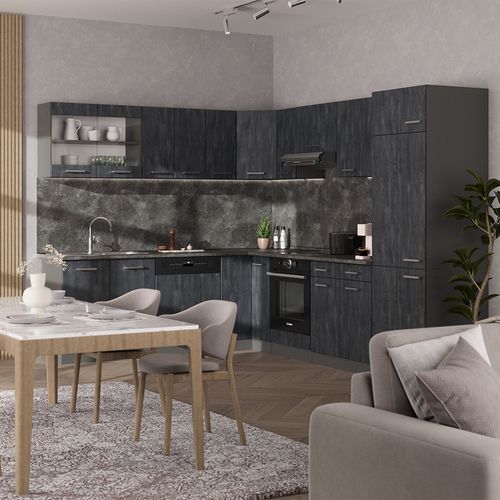 Meuble De Cuisine Dangle Pour Combles R-line 59095 Béton Noir 75.6cm Avec 1 Porte