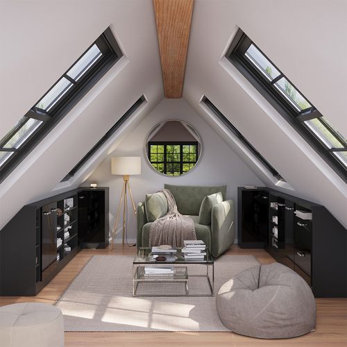 Meuble De Cuisine Dangle Pour Combles R-line 59097 Noir Haute Brillance 75.6cm Avec 1 Porte