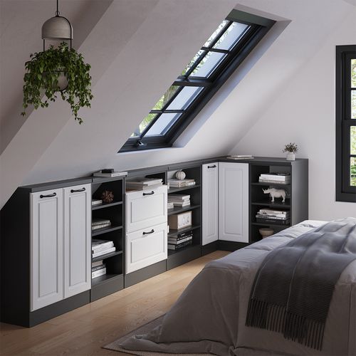 Meuble De Cuisine Dangle Pour Combles R-line 59100 Blanc Campagne 75.6cm Avec 1 Porte