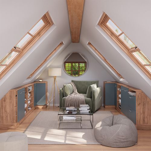 Meuble De Cuisine Dangle Pour Combles R-line 59109 Bleu-gris 75.6cm Avec 1 Porte