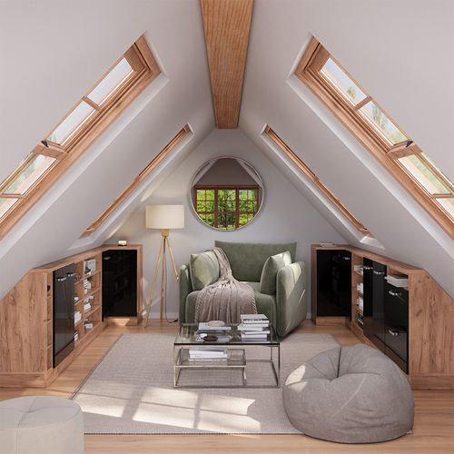 Meuble De Cuisine Dangle Pour Combles R-line 59110 Noir Haute Brillance 75.6cm Avec 1 Porte