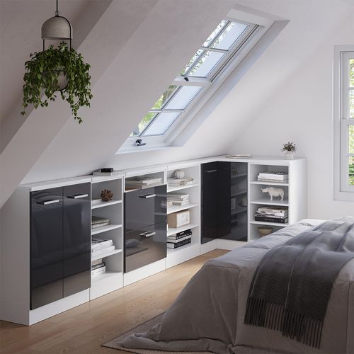 Meuble De Cuisine Dangle Pour Combles R-line 59114 Anthracite Haute Brillance 75.6cm Avec 1 Porte