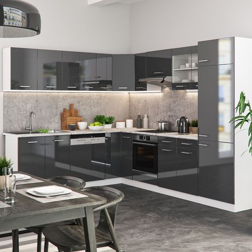 Meuble De Cuisine Dangle Pour Combles R-line 59114 Anthracite Haute Brillance 75.6cm Avec 1 Porte