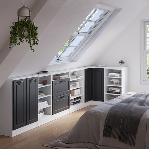 Meuble De Cuisine Dangle Pour Combles R-line 59115 Anthracite Campagne 75.6cm Avec 1 Porte