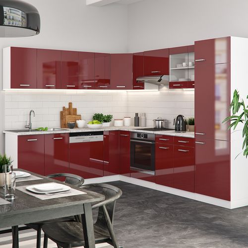 Meuble De Cuisine Dangle Pour Combles R-line 59120 Rouge Brillant 75.6cm Avec 1 Porte