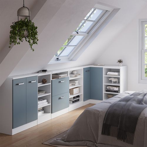 Meuble De Cuisine Dangle Pour Combles R-line 59122 Bleu-gris 75.6cm Avec 1 Porte