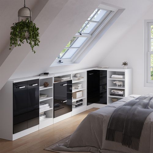 Meuble De Cuisine Dangle Pour Combles R-line 59123 Noir Haute Brillance 75.6cm Avec 1 Porte