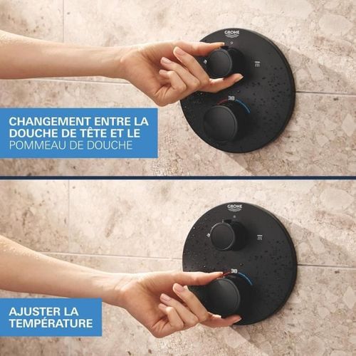 Ensemble De Douche Encastré - 1 + 2 Jets - Mitigeur Thermostatique - 348832430 - Noir