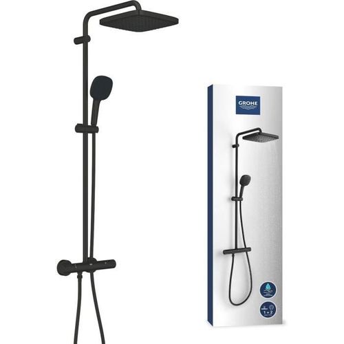 Colonne De Douche Avec Mitigeur Thermostatique - Vitalio Comfort 250 - Noir Mat - 266962431