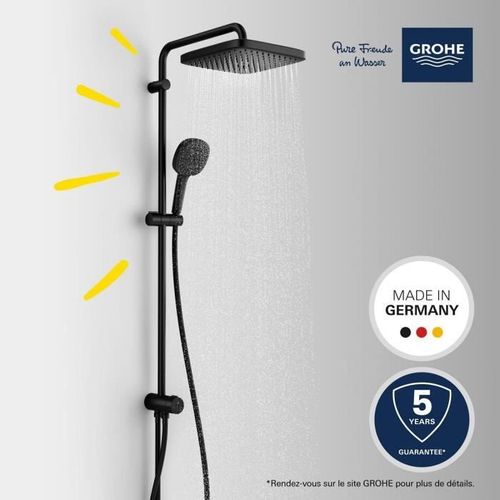 Colonne De Douche Avec Inverseur Manuel - Economie D'eau - Grohe Vitalio Comfort 250 - Noir Mat