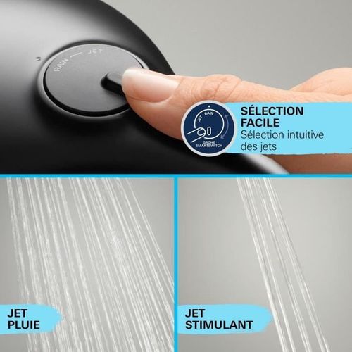 Colonne De Douche Avec Inverseur Manuel - Economie D'eau - Grohe Vitalio Comfort 250 - Noir Mat