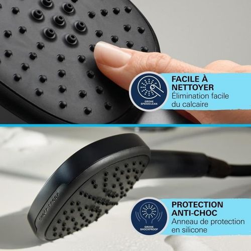 Colonne De Douche Avec Inverseur Manuel - Economie D'eau - Grohe Vitalio Comfort 250 - Noir Mat