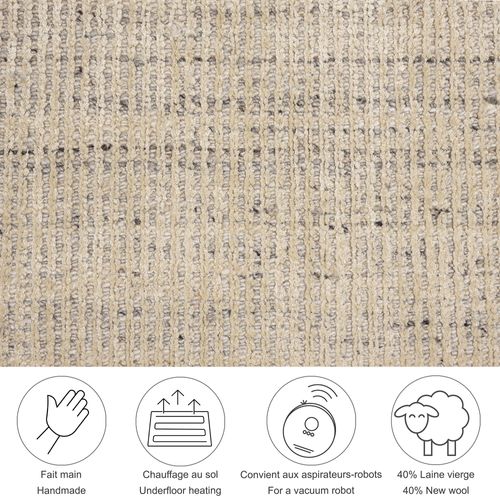 Tapis Uni Rayé Venus Diam 190 Cm - Beige