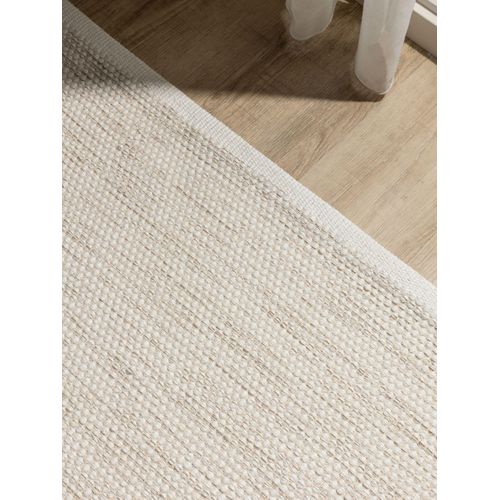 Tapis En Coton Tissé Main Ron Crème 70x140 Cm