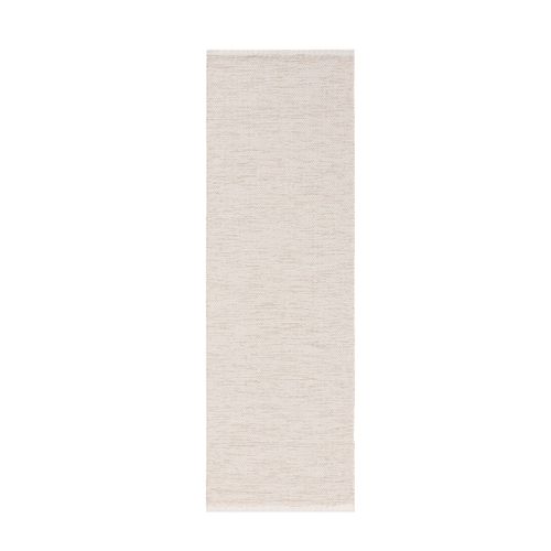 Tapis De Couloir En Coton Tissé Main Ron Crème 80x300 Cm