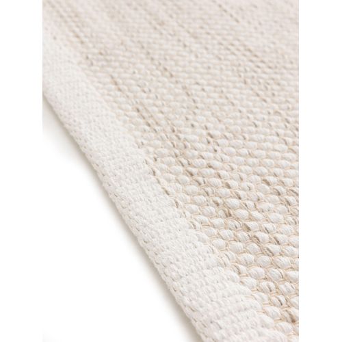 Tapis De Couloir En Coton Tissé Main Ron Crème 80x300 Cm