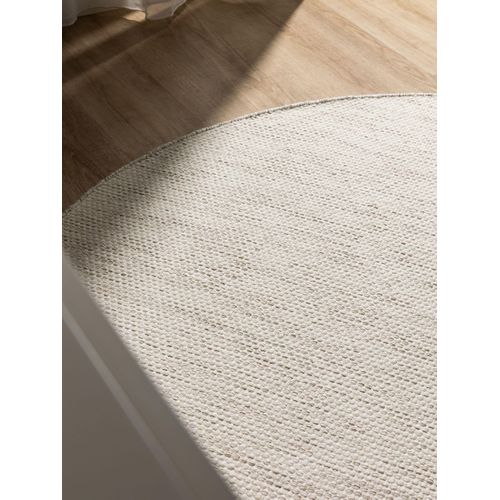 Tapis En Coton Tissé Main Ron Crème Ø 160cm