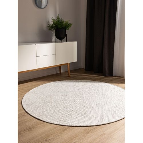 Tapis En Coton Tissé Main Ron Crème Ø 240 Cm