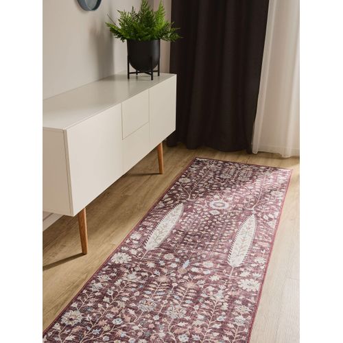 Tapis De Couloir Lavable George Bordeaux 80x240 Cm