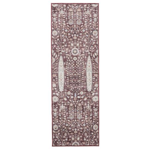 Tapis De Couloir Lavable George Bordeaux 80x240 Cm