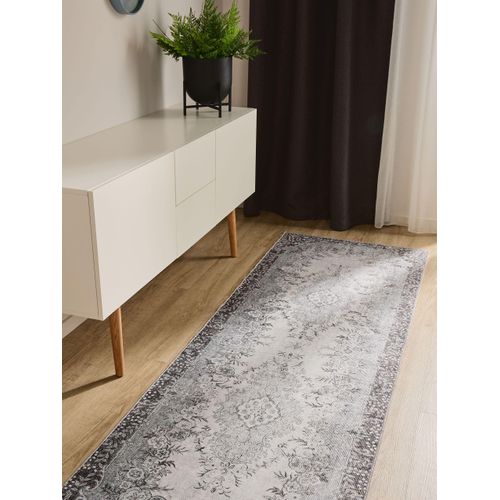 Tapis De Couloir Lavable George Noir/gris 80x240 Cm