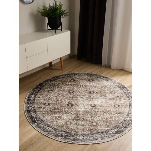 Tapis Lavable George Anthracite/taupe Ø 120 Cm