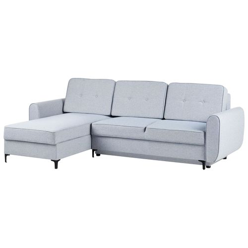 Canapé-lit D'angle 3 Places Simris Tissu Bleu Clair Avec Rangement Côté Droit