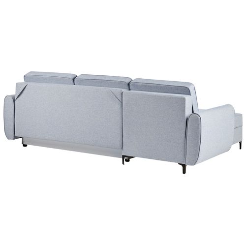 Canapé-lit D'angle 3 Places Simris Tissu Bleu Clair Avec Rangement Côté Droit