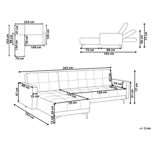 Canapé-lit D'angle Modulable Alnes Tissu Blanc Cassé 4 Places Côté Droit