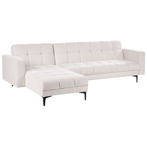 Canapé-lit D'angle Modulable Alnes Tissu Blanc Cassé 4 Places Côté Droit