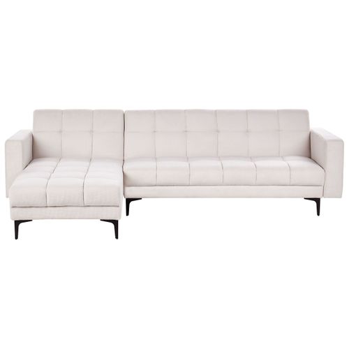 Canapé-lit D'angle Modulable Alnes Tissu Blanc Cassé 4 Places Côté Droit