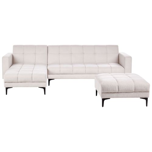 Canapé-lit D'angle Modulable Alnes Tissu Blanc Cassé 4 Places Côté Droit