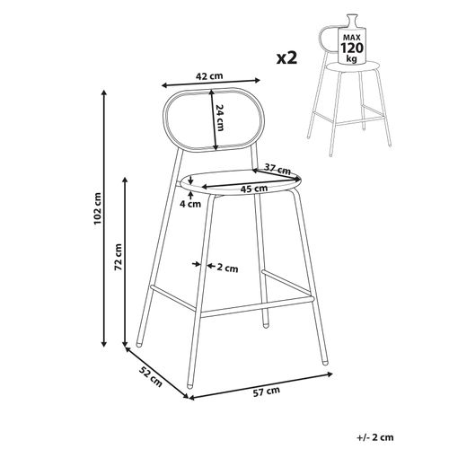 Lot De 2 Chaises De Bar Adaver Marron Clair