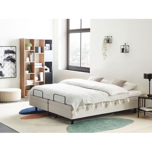 Lit Réglable Sans Tête De Lit Tissu Duke Ii 160 X 200 Cm Beige Clair