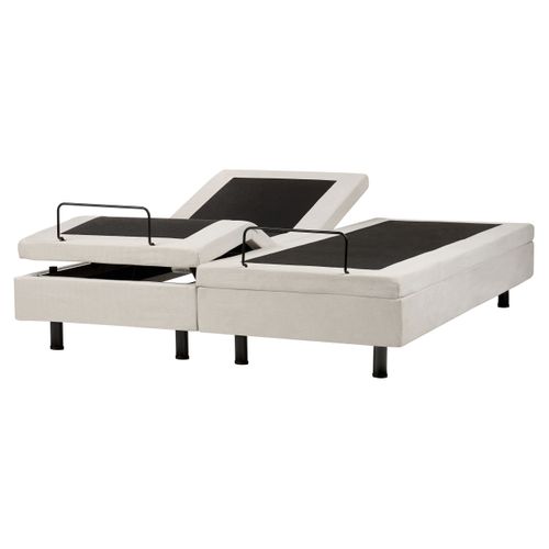 Lit Réglable Sans Tête De Lit Tissu Duke Ii 160 X 200 Cm Beige Clair