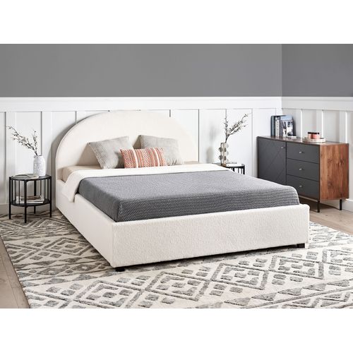 Lit Ottoman Bouclé Vaucluse 160 X 200 Cm Blanc Cassé