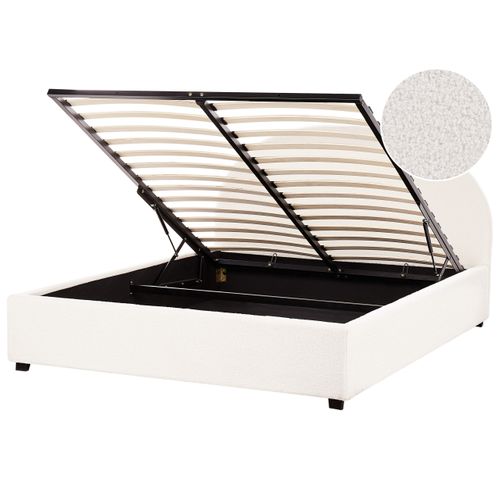 Lit Ottoman Bouclé Vaucluse 160 X 200 Cm Blanc Cassé