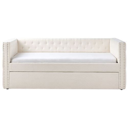 Lit Gigogne Bouclé Gassin 90 X 200 Cm Blanc Cassé